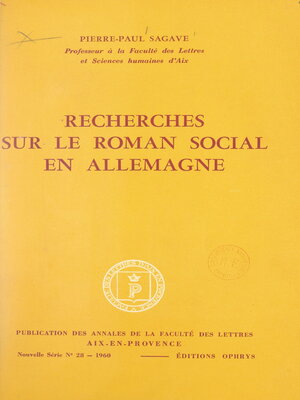 cover image of Recherches sur le roman social en Allemagne